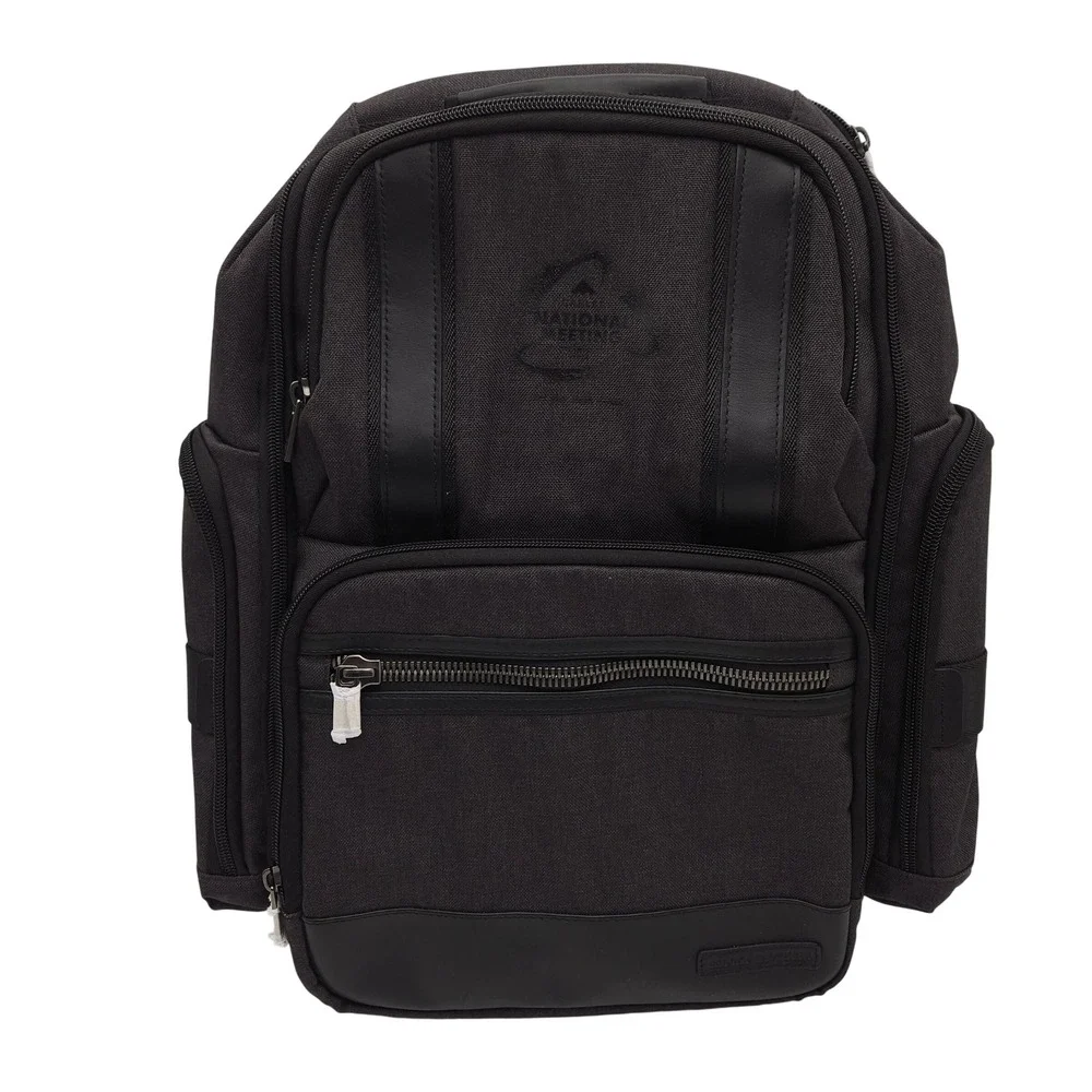 Brooks Brothers Grant Black‎ Canvas Backpack Plaid Lined Multi-Pocket Travel Bag